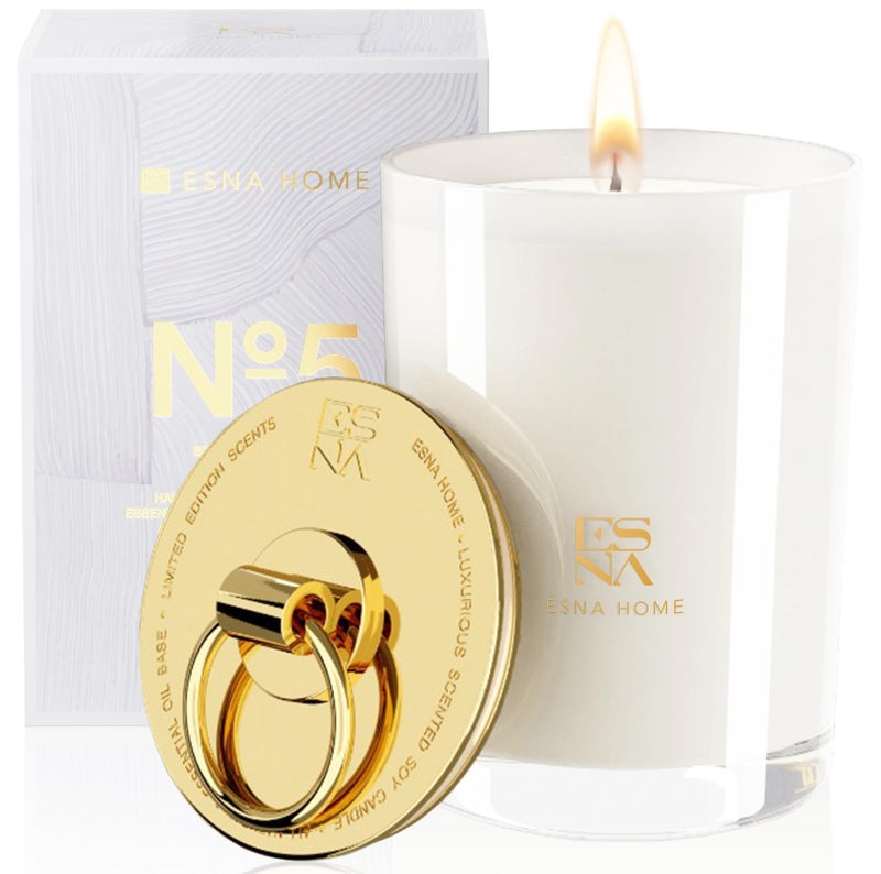 ESNA HOME Luxury Scented Candle Aromatherapy Candles for Home Scented 100% Natural Soy Candles Hand Poured Vegan Wax Holiday Candles Gift for Christmas Home Decor Gifts for Women 8.8oz Long Lasting Slow Burn - Image 1